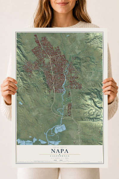 Map of Napa, California, 18 x 24 inch unframed archival matte print