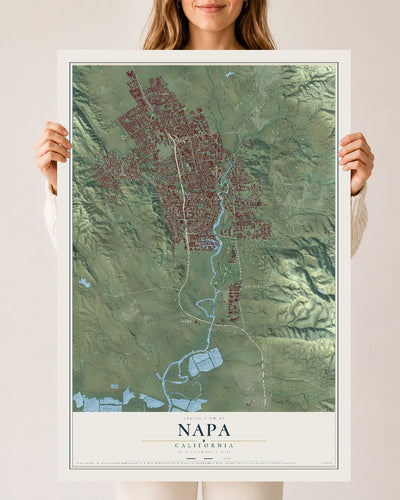 Map of Napa, California, 24 x 36 inch unframed archival matte print