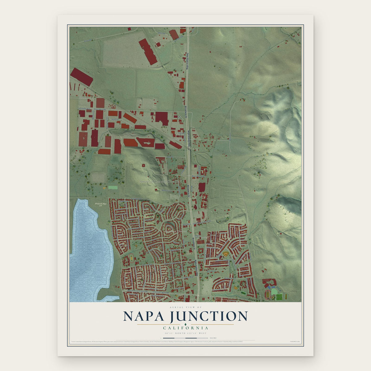 Napa Junction, California map print, the full design