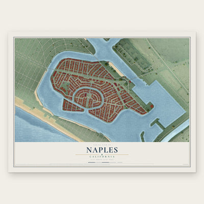 Naples, California map print, the full design
