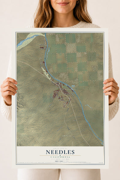Map of Needles, California, 18 x 24 inch unframed archival matte print