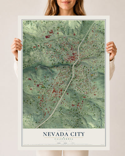 Map of Nevada City, California, 24 x 36 inch unframed archival matte print