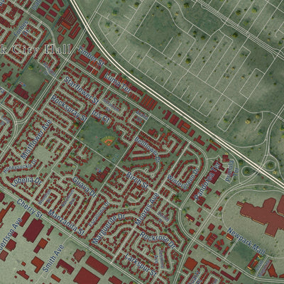 Second close-up of the map of Newark, California print showing more streets and buildings