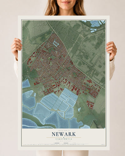 Map of Newark, California, 24 x 36 inch unframed archival matte print