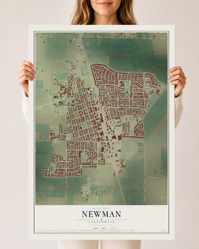 Map of Newman, California, 24 x 36 inch unframed archival matte print