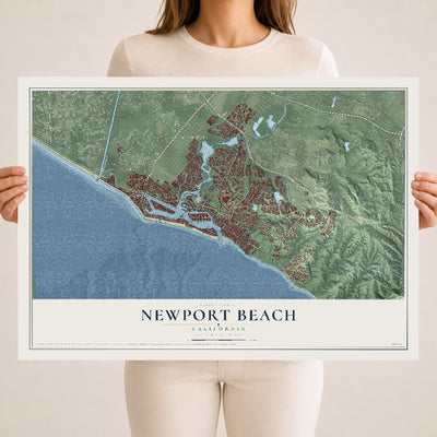 Map of Newport Beach, California, 18 x 24 inch unframed archival matte print