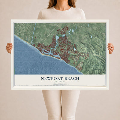 Map of Newport Beach, California, 24 x 36 inch unframed archival matte print