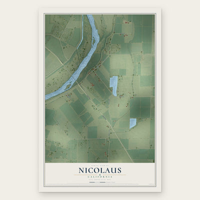 Nicolaus, California map print, the full design
