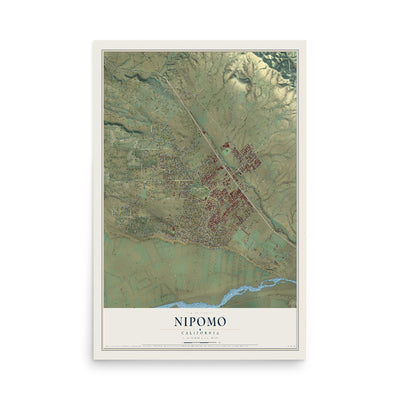 Map of Nipomo, California, 12 x 18 inch unframed archival matte print
