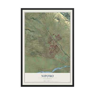 Map of Nipomo, California, 12 x 18 inch print in a black wood frame