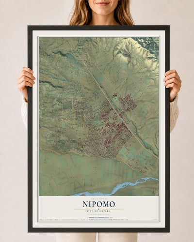 Map of Nipomo, California, 24 x 36 inch print in a black wood frame