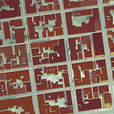 Close-up of the map of Nob Hill, California print showing street and building detail