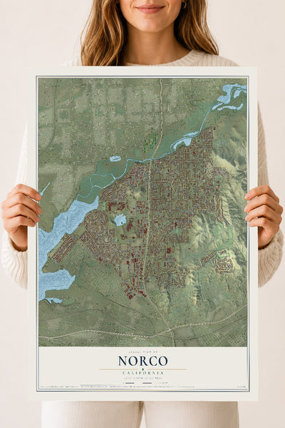 Map of Norco, California, 18 x 24 inch unframed archival matte print