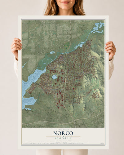 Map of Norco, California, 24 x 36 inch unframed archival matte print
