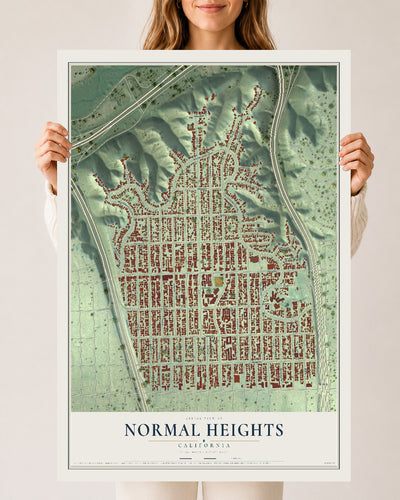 Map of Normal Heights, California, 24 x 36 inch unframed archival matte print