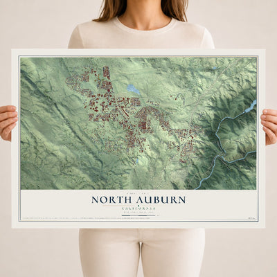 Map of North Auburn, California, 18 x 24 inch unframed archival matte print