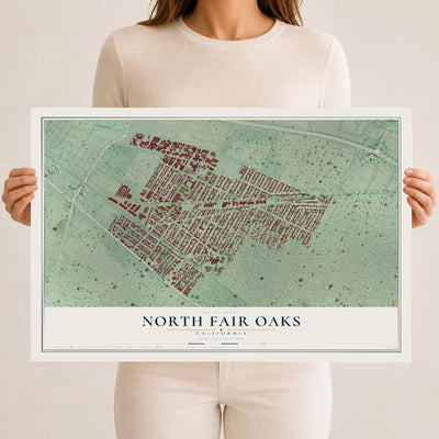 Map of North Fair Oaks, California, 12 x 18 inch unframed archival matte print