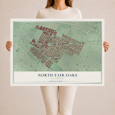 Map of North Fair Oaks, California, 24 x 36 inch unframed archival matte print