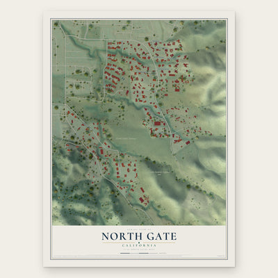 North Gate, California map print, the full design