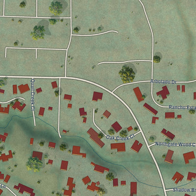 Close-up of the map of North Gate, California print showing street and building detail