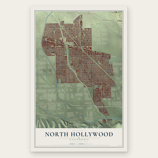 North Hollywood, California map print, the full design