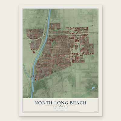 North Long Beach, California map print, the full design