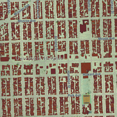 Second close-up of the map of North Park, California print showing more streets and buildings