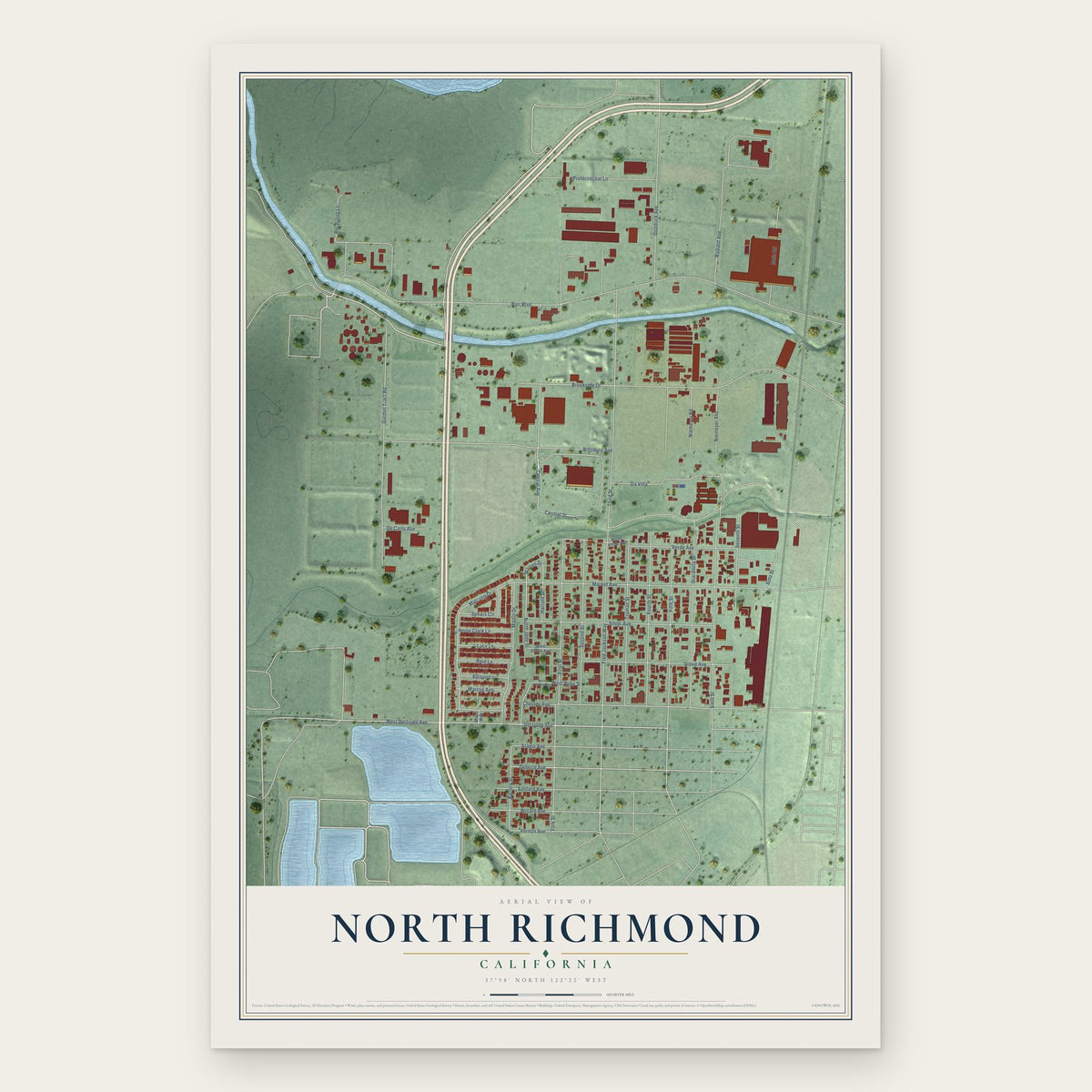 North Richmond, California map print, the full design