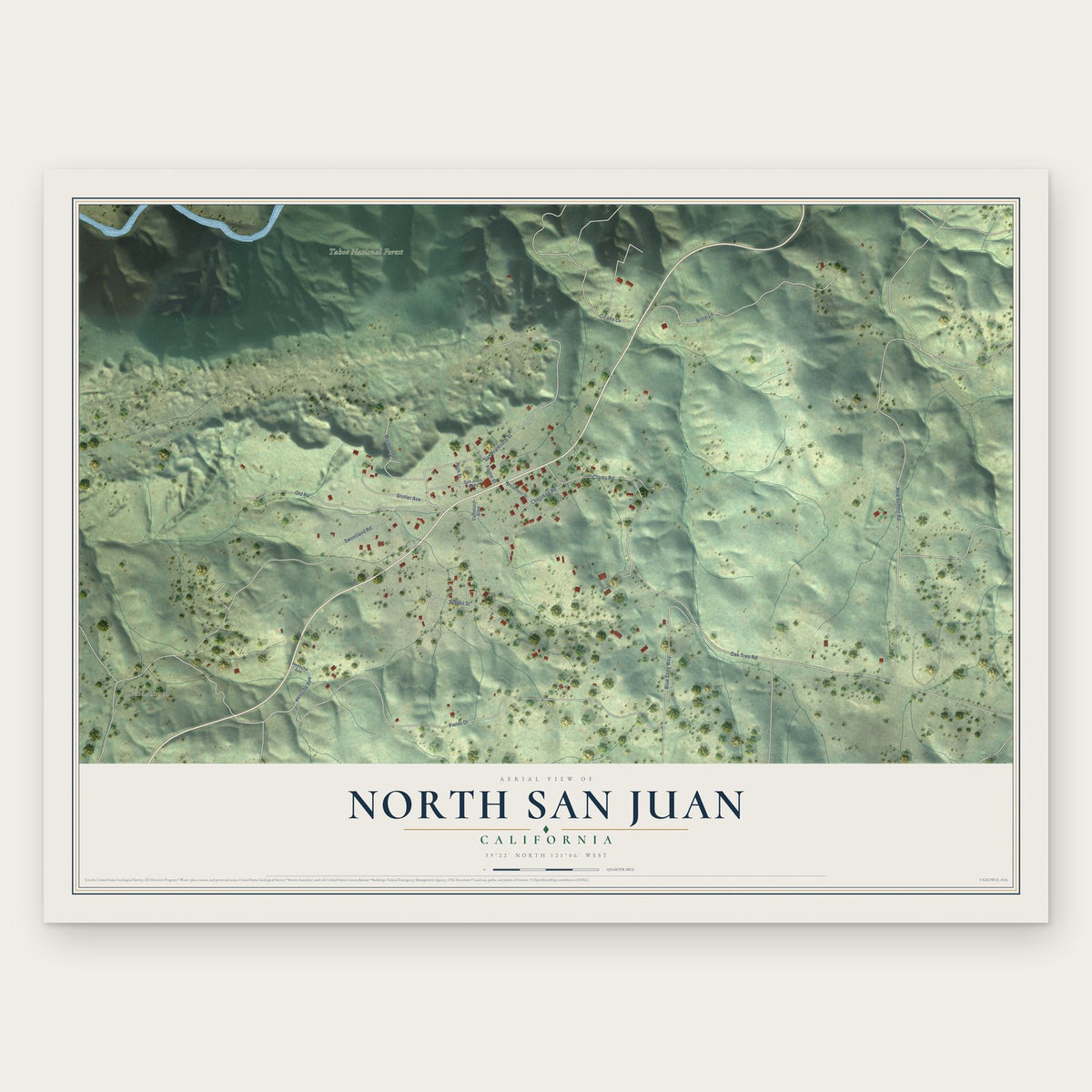 North San Juan, California map print, the full design