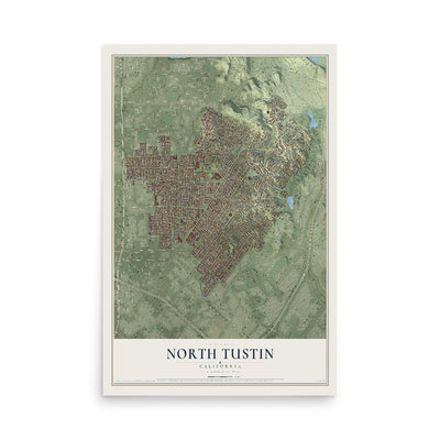 Map of North Tustin, California, 12 x 18 inch unframed archival matte print