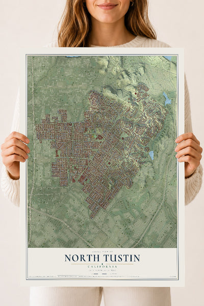 Map of North Tustin, California, 18 x 24 inch unframed archival matte print
