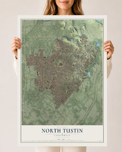 Map of North Tustin, California, 24 x 36 inch unframed archival matte print