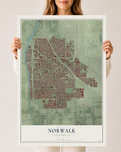 Map of Norwalk, California, 24 x 36 inch unframed archival matte print