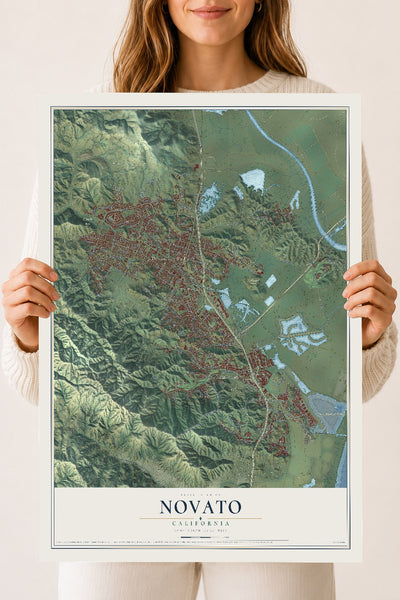 Map of Novato, California, 18 x 24 inch unframed archival matte print