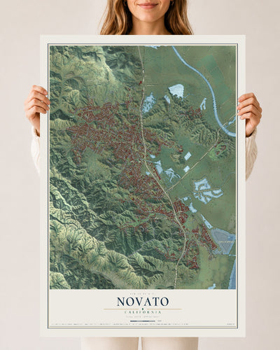 Map of Novato, California, 24 x 36 inch unframed archival matte print