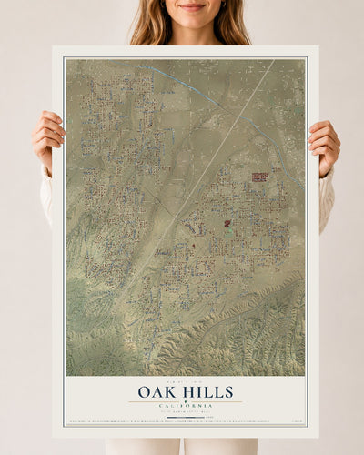 Map of Oak Hills, California, 24 x 36 inch unframed archival matte print