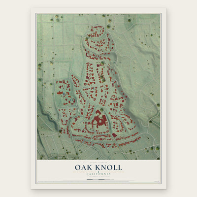Oak Knoll, California map print, the full design