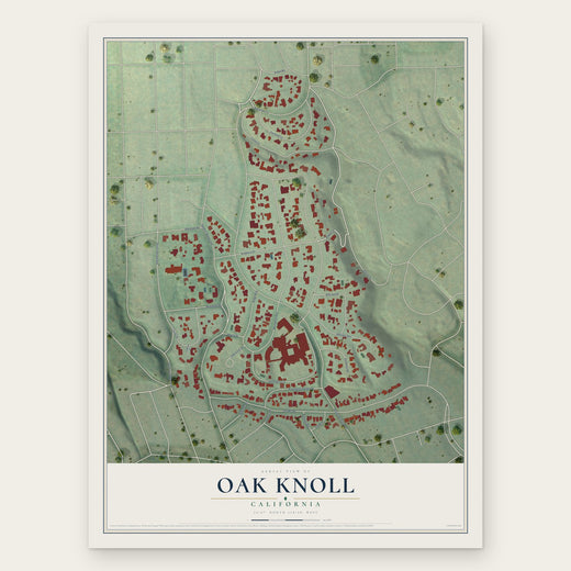 Oak Knoll, California map print, the full design