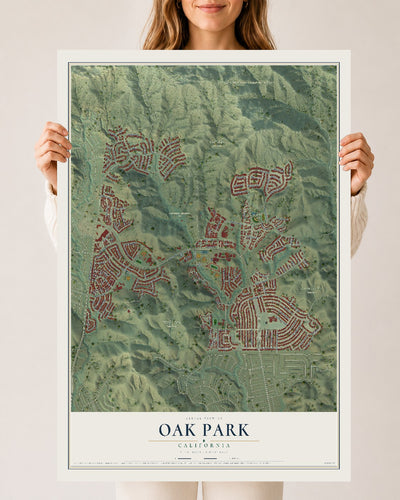 Map of Oak Park, California, 24 x 36 inch unframed archival matte print