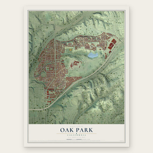 Oak Park, San Diego, California map print, the full design