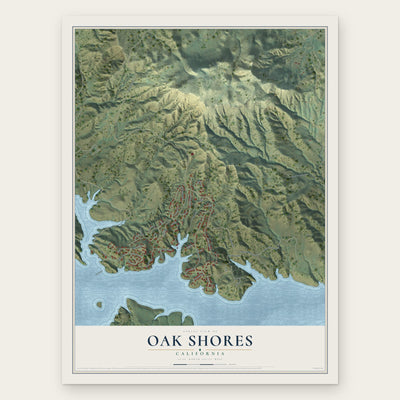 Oak Shores, California map print, the full design
