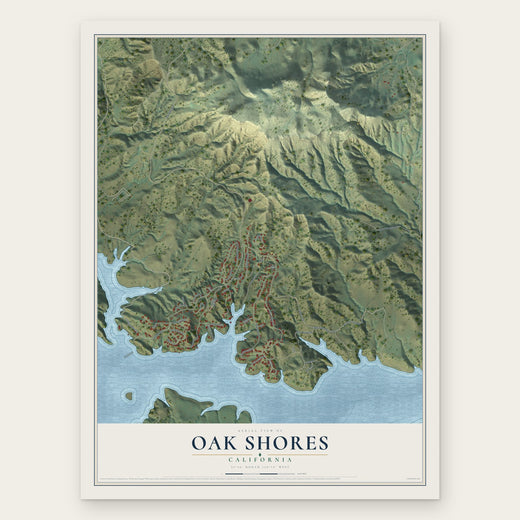 Oak Shores, California map print, the full design