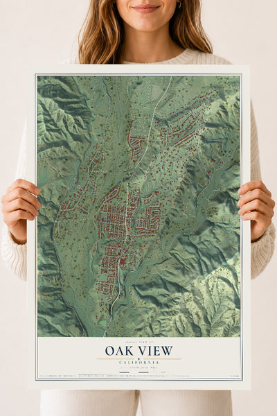 Map of Oak View, California, 18 x 24 inch unframed archival matte print