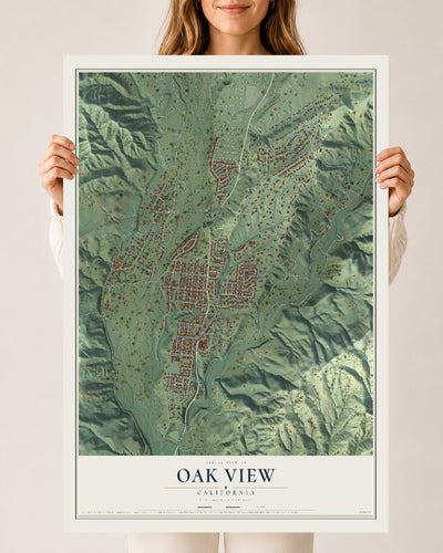 Map of Oak View, California, 24 x 36 inch unframed archival matte print