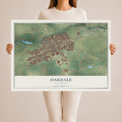Map of Oakdale, California, 24 x 36 inch unframed archival matte print