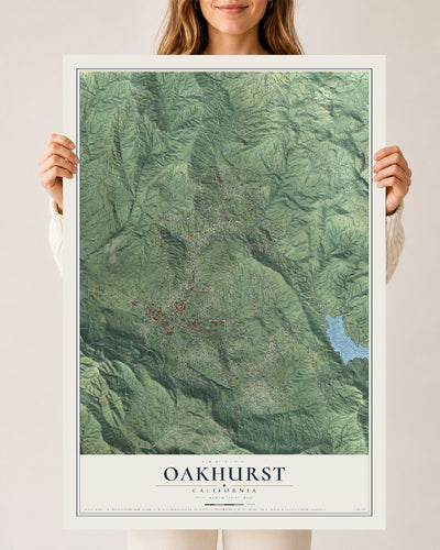Map of Oakhurst, California, 24 x 36 inch unframed archival matte print