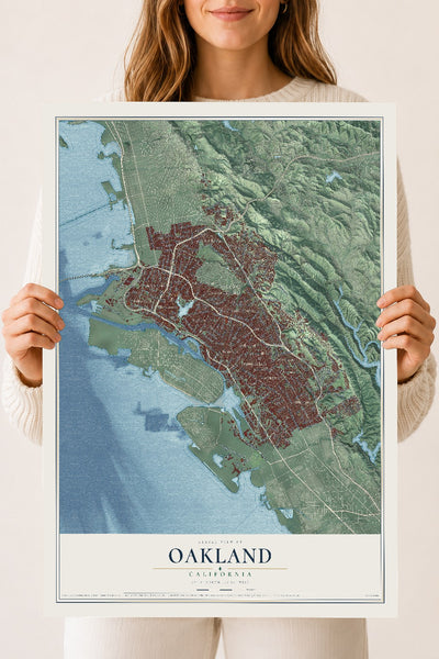 Map of Oakland, California, 18 x 24 inch unframed archival matte print