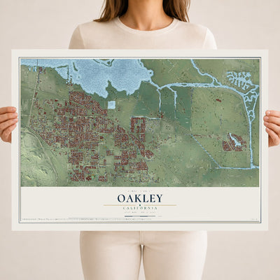 Map of Oakley, California, 18 x 24 inch unframed archival matte print
