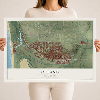 Map of Oceano, California, 18 x 24 inch unframed archival matte print