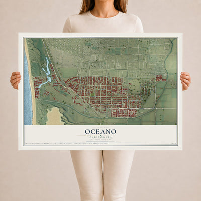 Map of Oceano, California, 24 x 36 inch unframed archival matte print